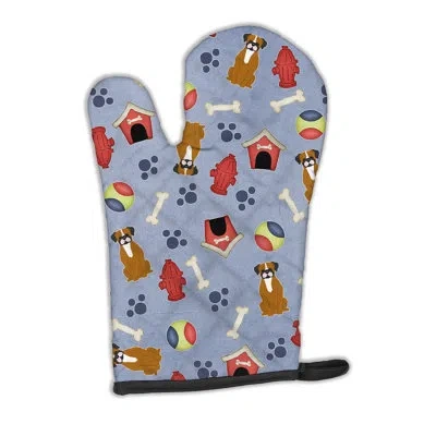 Caroline's Treasures Dog House Boxer Oven Mitt In Flashy Fawn