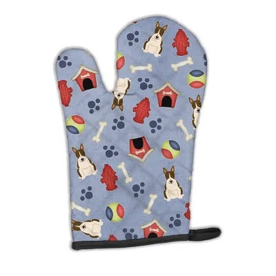 Caroline's Treasures Dog House Bull Terrier Brindle Oven Mitt In Dark Brown