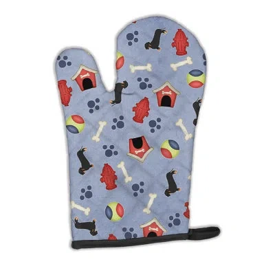 Caroline's Treasures Dog House Dachshund Oven Mitt In Black,tan