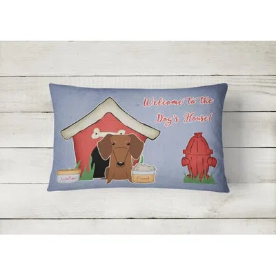 Caroline's Treasures Dog House Indoor/outdoor Graphic Print Lumbar Pillow In Red,brown
