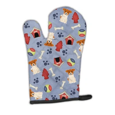Caroline's Treasures Dog House Jack Russell Terrier Oven Mitt In Purple