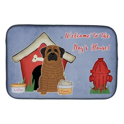 Caroline's Treasures Dog House Mastiff Brindle Dish Drying Mat In Brown