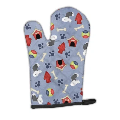 Caroline's Treasures Dog House Old English Sheepdog Oven Mitt In Blue