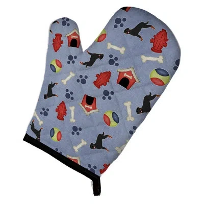 Caroline's Treasures Dog House Rottweiler Oven Mitt In Blue