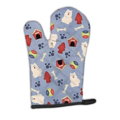 Caroline's Treasures Dog House Samoyed Oven Mitt In Purple
