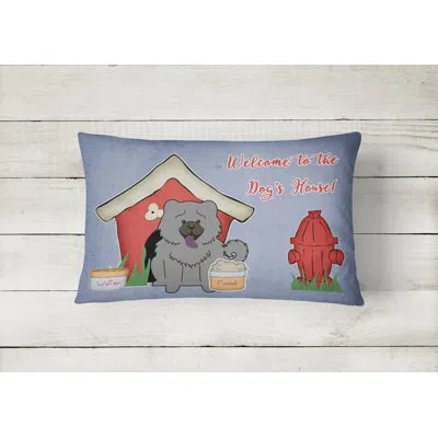 Caroline's Treasures Dog House Soild Indoor/outdoor Graphic Print Lumbar Pillow In Blue