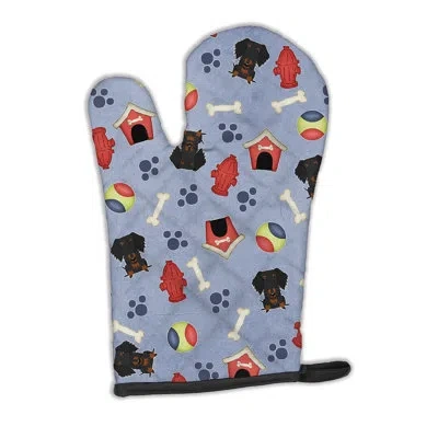 Caroline's Treasures Dog House Wire Haired Dachshund Oven Mitt In Black,tan