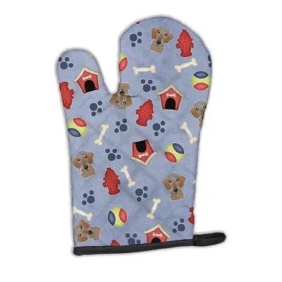 Caroline's Treasures Dog House Wirehaired Dachshund Oven Mitt In Blue