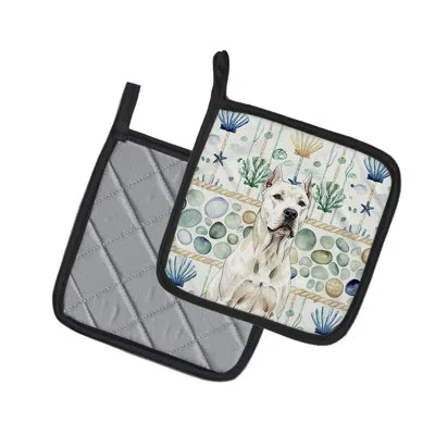 Caroline's Treasures Dogo Argentino Coastal Sea Glass Pair Of Pot Holders In Multicolor