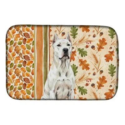 Caroline's Treasures Dogo Argentino Heirloom Fall Dish Drying Mat In Natural