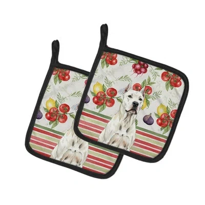 Caroline's Treasures Dogo Argentino Vegetables Pair Of Pot Holders In Multicolor