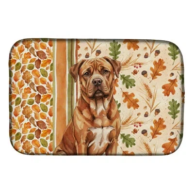 Caroline's Treasures Dogue De Bordeaux Heirloom Fall Dish Drying Mat In Natural
