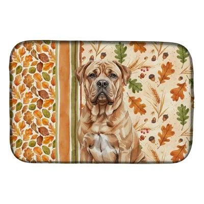 Caroline's Treasures Dogue De Bordeaux Heirloom Fall Dish Drying Mat In Natural