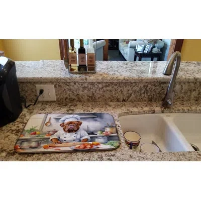 Caroline's Treasures Dogue De Bordeaux The Chef Dish Drying Mat In Natural
