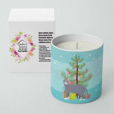 Caroline's Treasures Don Sphynx #2 Cat Merry Christmas 10 oz Decorative Soy Candle In Brown;blue;green