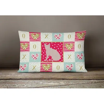 Caroline's Treasures Don Sphynx Cat Love Indoor / Outdoor Patchwork Lumbar Pillow