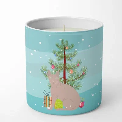 Caroline's Treasures Don Sphynx Cat Merry Christmas 10 oz Decorative Soy Candle In Brown;blue;green