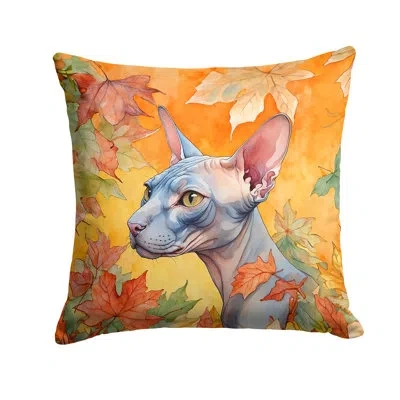 Caroline's Treasures Donskoy Don Sphynx Cat In Fall Leaves Throw Pillow In Multicolor