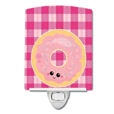 Caroline's Treasures Donut Face Ceramic Night Light In Pink