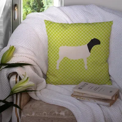 Caroline's Treasures Dorper Sheep Check Outdoor Throw Pillow In Green