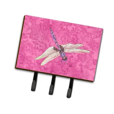 Caroline's Treasures Dragonfly Leash Holder And Key Hook In Pink