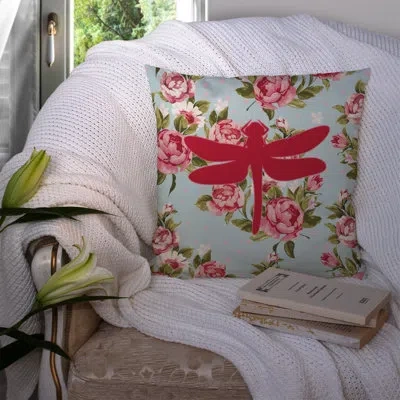 Caroline's Treasures Dragonfly Shabby Elegance Blue Roses Indoor/outdoor Throw Pillow