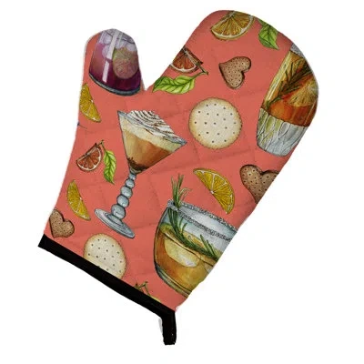 Caroline's Treasures Drinks And Cocktails Oven Mitt In Peach,green,brown