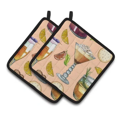 Caroline's Treasures Drinks And Cocktails Potholder In Beige