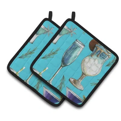 Caroline's Treasures Drinks And Cocktails Potholder In Blue