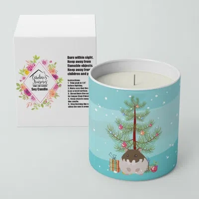 Caroline's Treasures Dzungarian Hamster Merry Christmas 10 oz Decorative Soy Candle In Blue;green