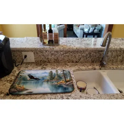 Caroline's Treasures Eagle In Flight Dish Drying Mat In Natural