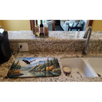 Caroline's Treasures Eagle In Flight Dish Drying Mat In Natural