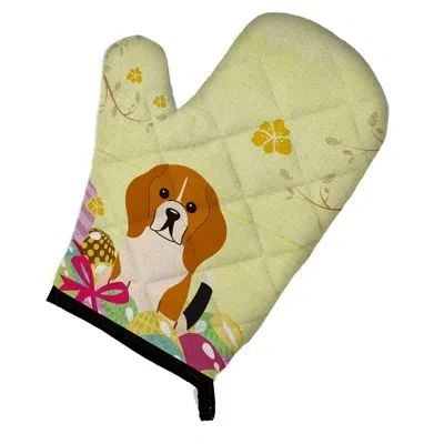 Caroline's Treasures Easter Eggs Beagle Oven Mitt In Yellow;tan;light Brown