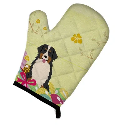 Caroline's Treasures Easter Eggs Bernese Mountain Dog Oven Mitt In Gray;yellow;pink