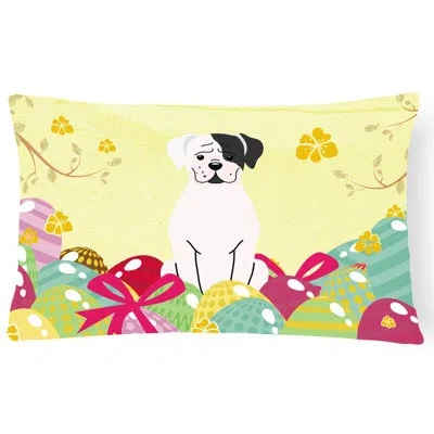 Caroline's Treasures Easter Eggs Boxer Cooper Lumbar Pillow