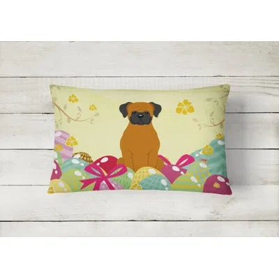 Caroline's Treasures Easter Eggs Boxer Rectangle Lumbar Pillow In Fawn