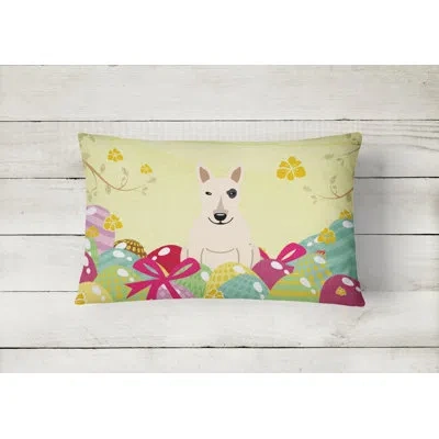 Caroline's Treasures Easter Eggs Bull Terrier Indoor/outdoor Lumbar Pillow