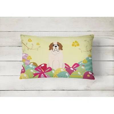 Caroline's Treasures Easter Eggs Saint Bernard Lumbar Pillow