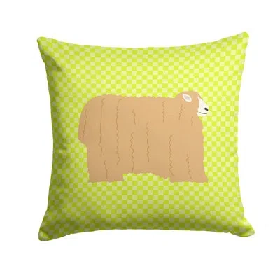 Caroline's Treasures Eclectic Sheep Check Square Outdoor Throw Pillow In Green
