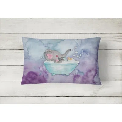Caroline's Treasures Elephant Bathing Watercolor Lumbar Pillow