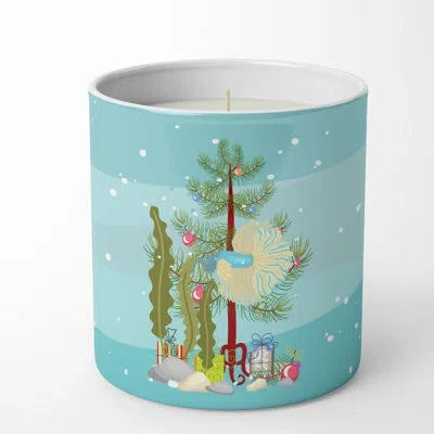 Caroline's Treasures Elephant Ear Betta Merry Christmas 10 oz Decorative Soy Candle In Blue;green