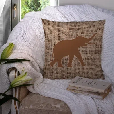 Caroline's Treasures Elephant Indoor/outdoor Throw Pillow In Brown
