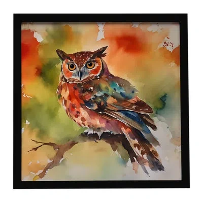 Caroline's Treasures Elf Owl Framed Metal Print In Multicolor