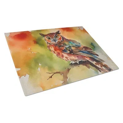 Caroline's Treasures Elf Owl Glass Cutting Board