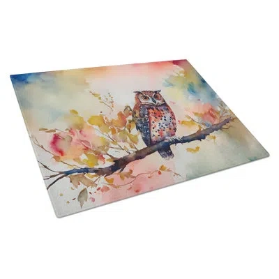Caroline's Treasures Elf Owl Glass Cutting Board