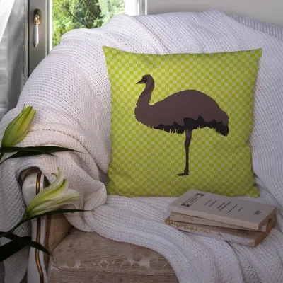 Caroline's Treasures Emu Check Outdoor Throw Pillow In Green