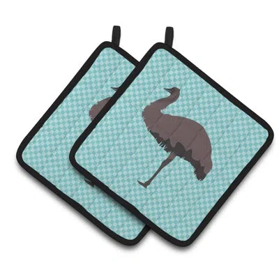 Caroline's Treasures Emu Check Potholder In Blue