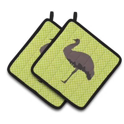 Caroline's Treasures Emu Potholder In Black;green