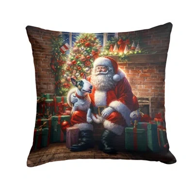 Caroline's Treasures English Bull Terrier And Santa Claus Throw Pillow