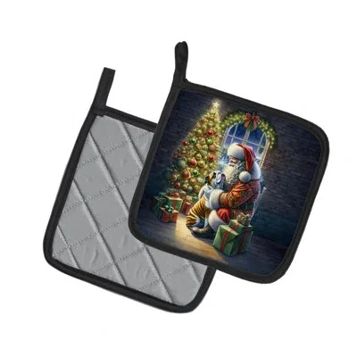 Caroline's Treasures English Bulldog And Santa Claus Pair Of Pot Holders In Multicolor